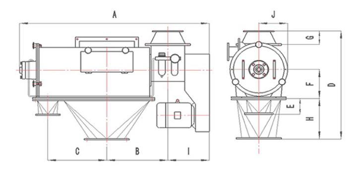 WQS氣流篩外形尺寸示意圖 WQS氣流篩外形尺寸示意圖-河南振江機械